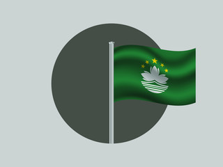 Fototapete - Metal Flagpole of National flag of Asian Chinese Macau. Original colors and proportion. Simply vector illustration, from  countries set.