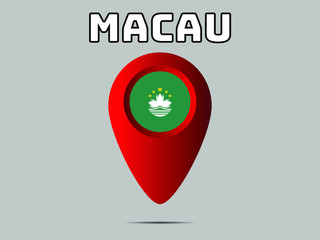Fototapete - geolocation tag, geotag pin National flag of Asian Chinese Macau. Original colors and proportion. Simply vector illustration, from  countries set.