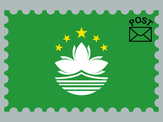 Fototapete - Postage Stamp National flag of Asian Chinese Macau. Original colors and proportion. Simply vector illustration, from  countries set.