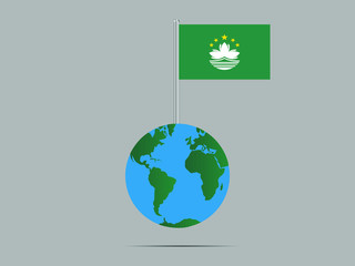 Fototapete - Planet Earth Globe with National flag of Asian Chinese Macau. Original colors and proportion. Simply vector illustration, from  countries set.