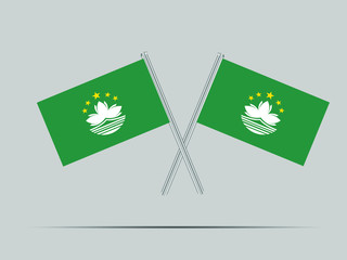 Fototapete - Two Flagpole National flag of Asian Chinese Macau. Original colors and proportion. Simply vector illustration, from  countries set.