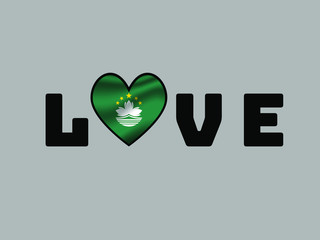 Fototapete - Love lettering National flag of Asian Chinese Macau. Original colors and proportion. Simply vector illustration, from  countries set.