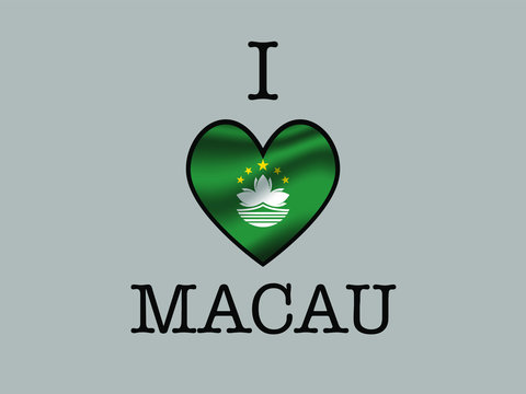 Love lettering National flag of Asian Chinese Macau. Original colors and proportion. Simply vector illustration, from  countries set.
