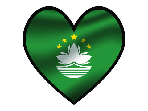 Hearth with National flag of Asian Chinese Macau. Original colors and proportion. Simply vector illustration, from  countries set.