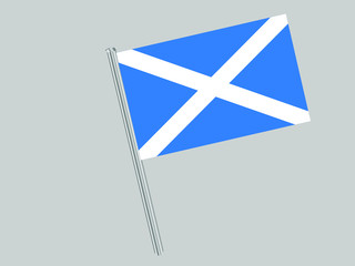 Fototapete - Flagpole of National flag of Scotland know as Alba, part of United Kingdom of Great Britain. original colors and proportion. Vector illustration, from countries flag set.