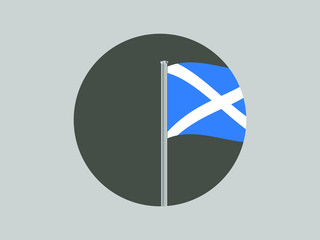 Fototapete - Flagpole of National flag of Scotland know as Alba, part of United Kingdom of Great Britain. original colors and proportion. Vector illustration, from countries flag set.