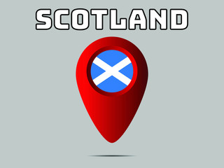 Fototapete - geolocation tag, geotag pin National flag of Scotland know as Alba, part of United Kingdom of Great Britain. original colors and proportion. Vector illustration, from countries flag set.