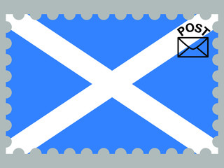 Fototapete - Postage Stamp and National flag of Scotland know as Alba, part of United Kingdom of Great Britain. original colors and proportion. Vector illustration, from countries flag set.
