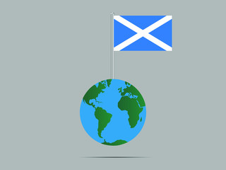 Fototapete - Planet Earth Globe with National flag of Scotland know as Alba, part of United Kingdom of Great Britain. original colors and proportion. Vector illustration, from countries flag set.