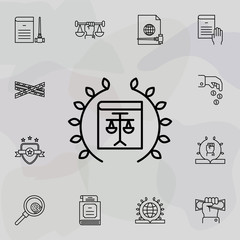 Poster - Justice, balance icon. Universal set of law and justice for website design and development, app development