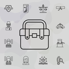 Poster - Briefcase, bag icon. Universal set of law and justice for website design and development, app development