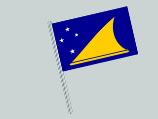 Fototapete - Flagpole of National flag of Oceanian Island Tokelau. Original colors and proportion. Simply vector illustration, from  countries set.