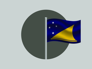 Fototapete - Flagpole of National flag of Oceanian Island Tokelau. Original colors and proportion. Simply vector illustration, from  countries set.