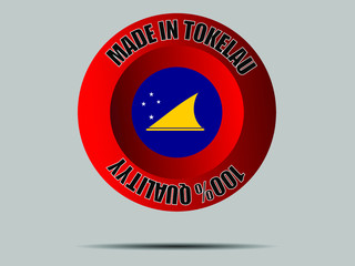 Fototapete - Round red made in button and National flag of Oceanian Island Tokelau. Original colors and proportion. Simply vector illustration, from  countries set.