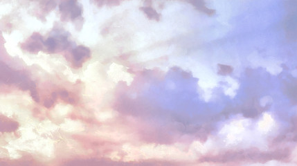 Wall Mural - Aesthetic Pastel Wallpapers. Sky with Clouds Realistic Painting