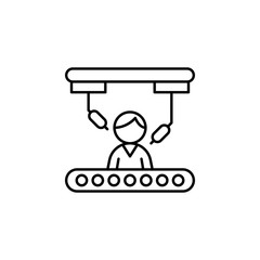Poster - Robot arm man conveyor invention icon. Simple line, outline vector of artificial Intelligence icons for ui and ux, website or mobile application