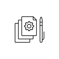 Poster - File setting pen icon. Simple line, outline vector of office icons for ui and ux, website or mobile application on white background