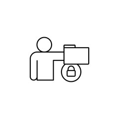 Poster - Man, file, blocked icon. Simple line, outline vector of confidential information icons for ui and ux, website or mobile application