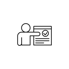 Poster - Man, file, done icon. Simple line, outline vector of confidential information icons for ui and ux, website or mobile application