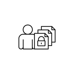 Poster - Man, file, blocked icon. Simple line, outline vector of confidential information icons for ui and ux, website or mobile application