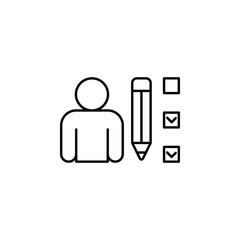 Poster - Man, pen, plan icon. Simple line, outline vector of confidential information icons for ui and ux, website or mobile application