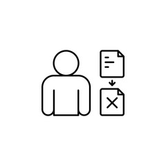 Poster - Man, file, delete icon. Simple line, outline vector of confidential information icons for ui and ux, website or mobile application