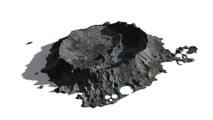 Wall Mural - crater on the surface of the moon isolated with shadow on white background