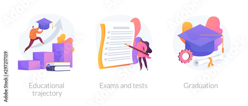 Cuadros en Lienzo Personal growth, knowledge check, academic certificate obtaining icons set