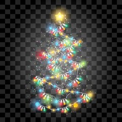 Wall Mural - lighting garland christmas tree