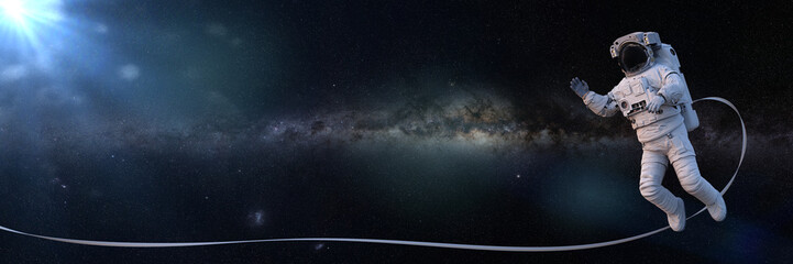astronaut in front of the milky way galaxy