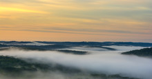 Rolling Hills And Morning Fog In Connecticut