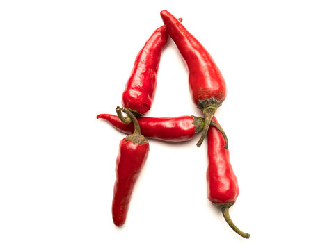 Isolated object: spelled fresh hot chili letter of the English alphabet