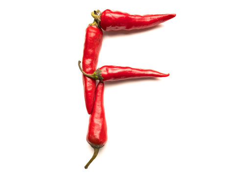 Isolated object: spelled fresh hot chili letter of the English alphabet