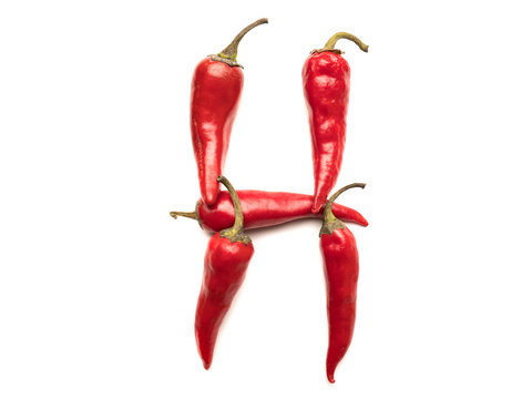 Isolated object: spelled fresh hot chili letter of the English alphabet