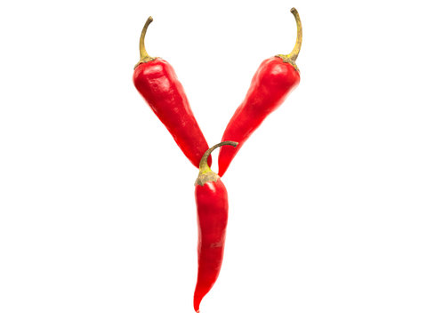 Isolated object: spelled fresh hot chili letter of the English alphabet