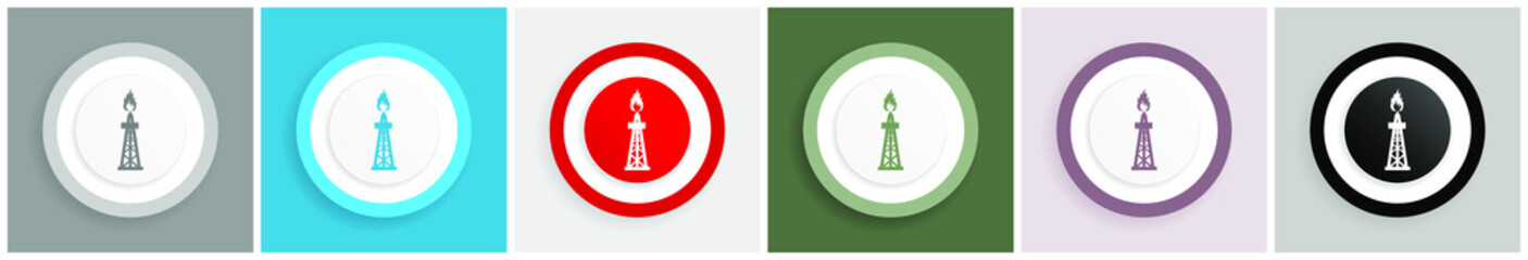 Aufkleber - Gas icon set, colorful flat design vector illustrations in 6 options for web design and mobile applications