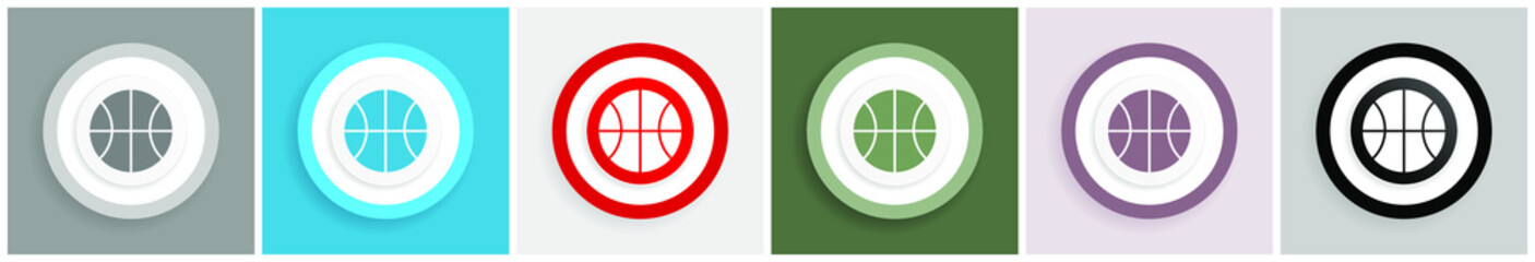 Leinwandbilder - Ball icon set, colorful flat design vector illustrations in 6 options for web design and mobile applications
