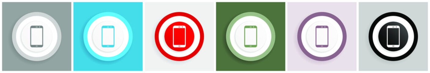 Poster - Smartphone icon set, colorful flat design vector illustrations in 6 options for web design and mobile applications