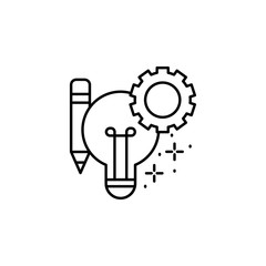 Poster - Light bulb gear pencil icon. Element of management icon