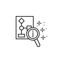 Poster - Analysis magnifier information icon. Element of management icon