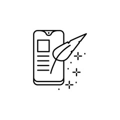 Poster - Smartphone feather icon. Element of copywriting icon