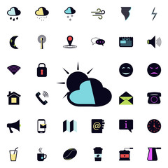 Poster - cloud cover icon. Universal set of web for website design and development, app development