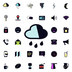 Poster - rain cloud icon. Universal set of web for website design and development, app development