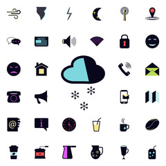 Poster - snow cloud icon. Universal set of web for website design and development, app development