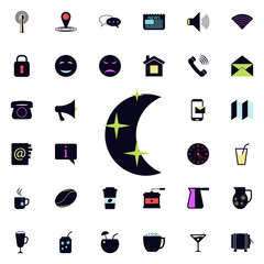 Poster - moon and stars icon. Universal set of web for website design and development, app development