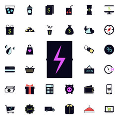Poster - battery icon. Universal set of web for website design and development, app development