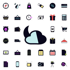 Poster - crescent moon and cloud icon. Universal set of web for website design and development, app development