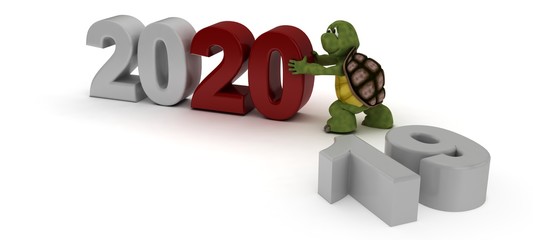 Poster - tortoise bringing in the new year