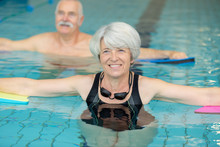 Middle Aged Woman In Swimming Pool