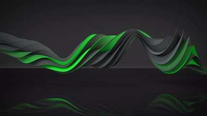 Wall Mural - Green and gray twisted spiral shape spinning. Computer generated seamless loop animation. Abstract geometric 3D render 4k UHD (3840x2160)